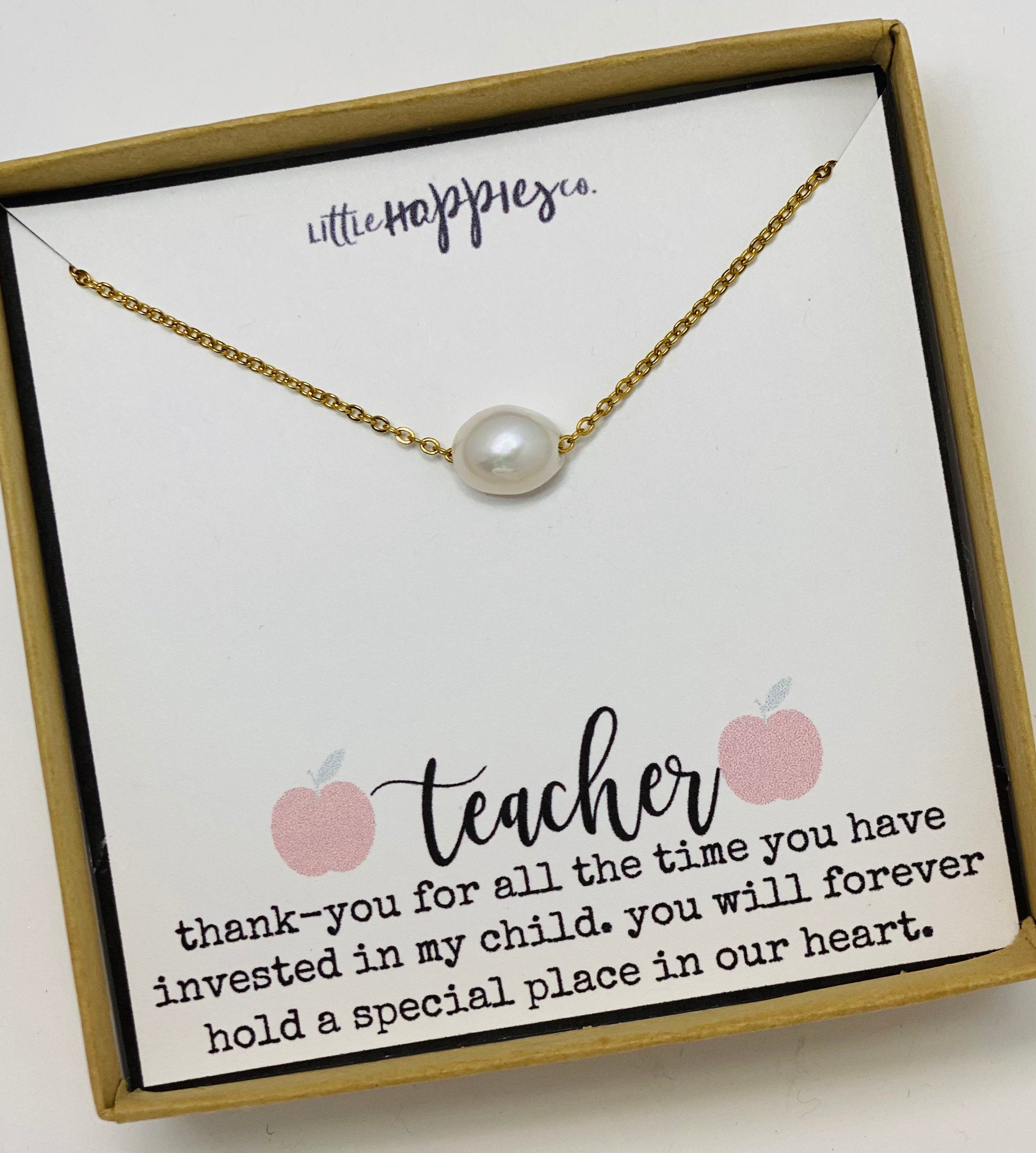 Cute teacher's gifts, Daycare provider gifts, Pre school teacher gift, Pearl necklace, Student teacher gifts, Sunday school teacher
