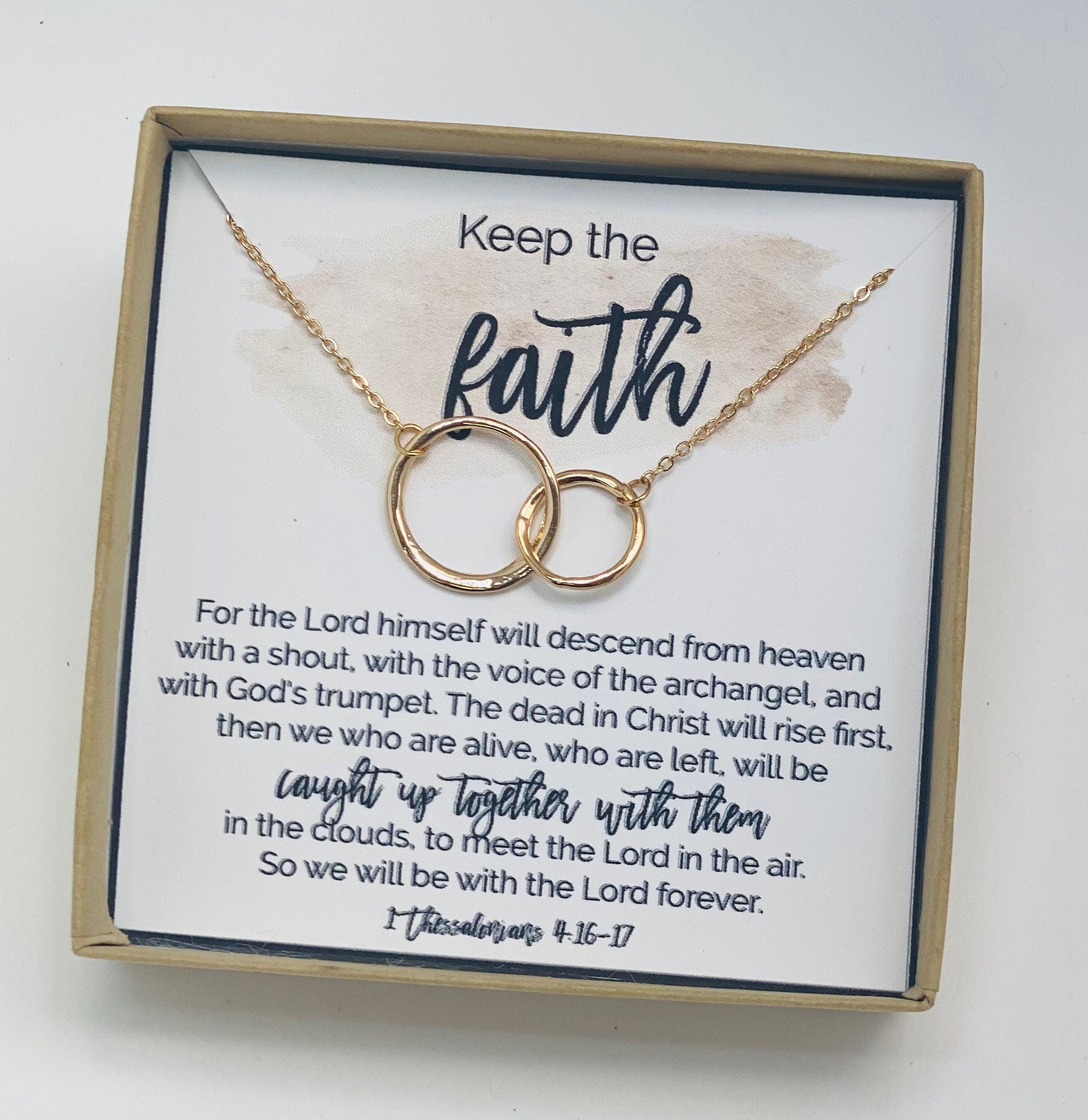 Blessed jewelry, Christian gifts, Keep the faith, Circle necklace, Christian pendant, Strength necklace, Religious jewelry, Christian card