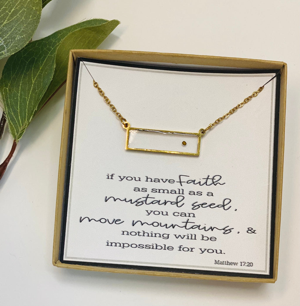 Mustard seed necklace, mustard seed jewelry, Christian jewelry, Encouragement gift, Faith gift, Inspirational gift, Bible scripture, gift