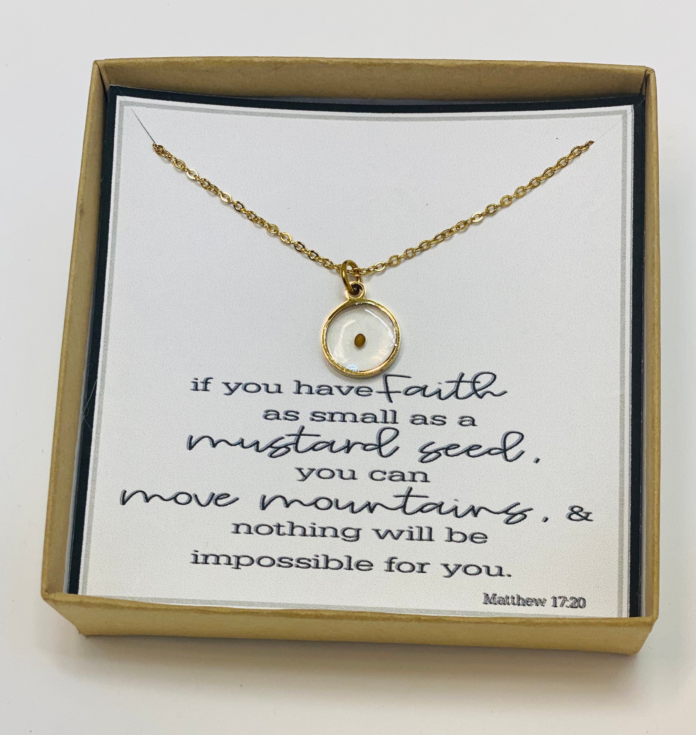 Mustard seed necklace, Christian jewelry, Religious jewelry, Mustard seed faith, Faith necklace, Faith jewelry, All things are possible
