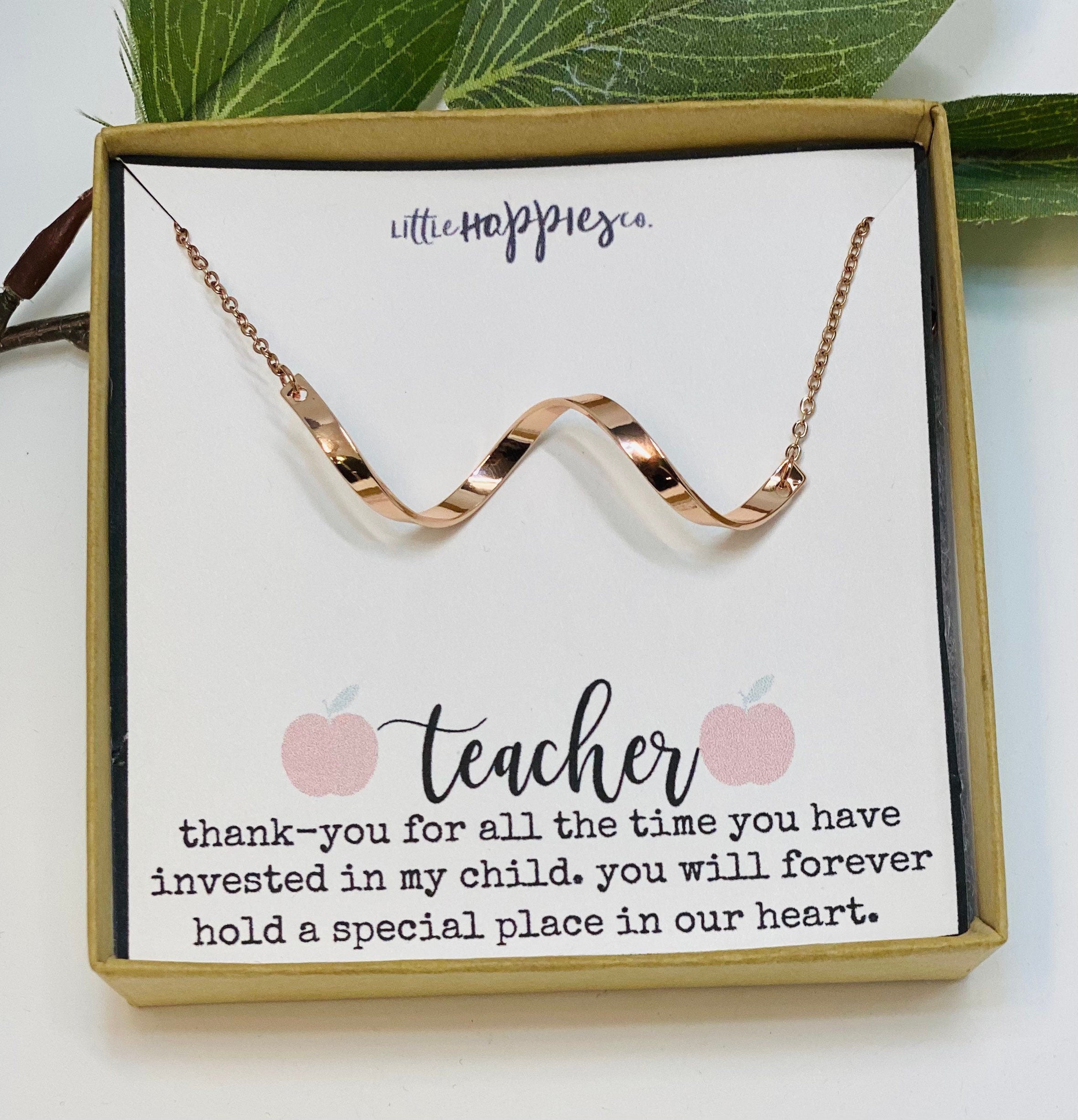 Teacher Necklace, Small Gift for Teacher, Teacher Gifts, Teacher Jewelry, Teacher Appreciation, Christmas Gift for Teacher, Gift for Teacher - Gold
