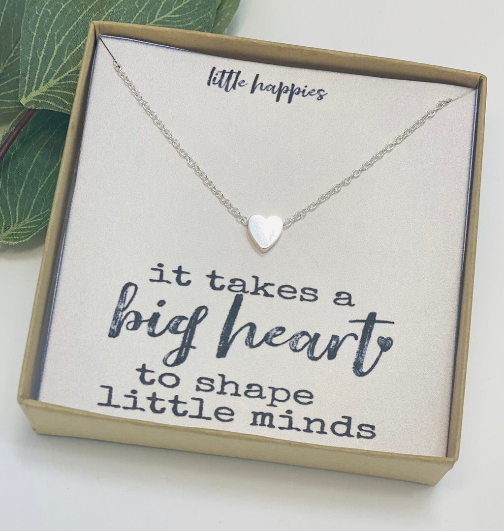 Teacher Gifts, Gift for Teacher, It Takes A Big Heart, Heart Necklace, Christmas Gifts for Teachers, Teacher Appreciation Gift, Teacher