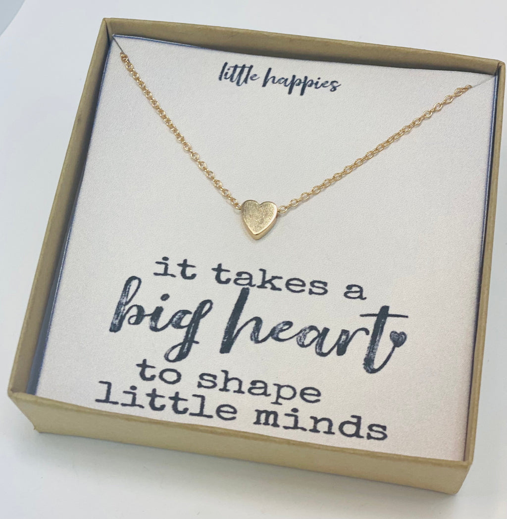 Teacher Gifts, Gift for Teacher, It Takes A Big Heart, Heart Necklace, Christmas Gifts for Teachers, Teacher Appreciation Gift, Teacher