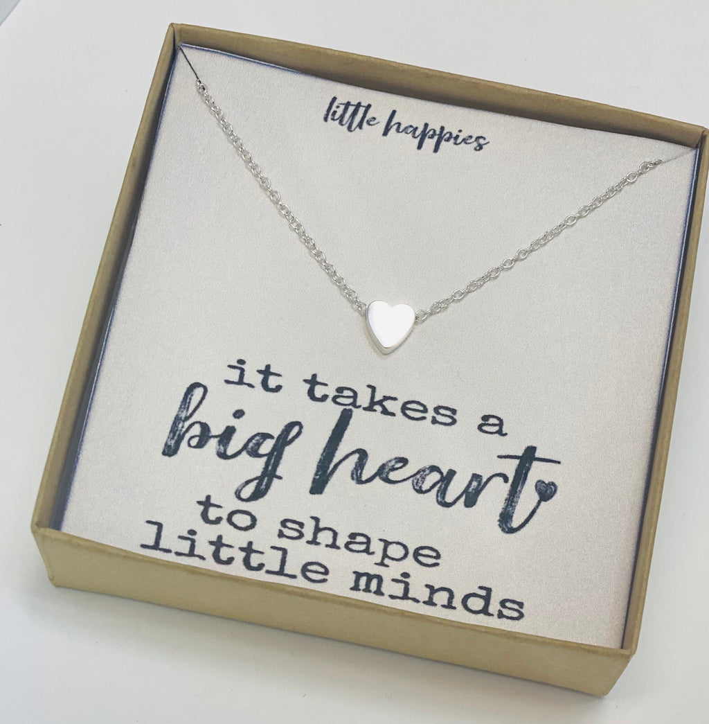 Teacher Gifts, Gift for Teacher, It Takes A Big Heart, Heart Necklace, Christmas Gifts for Teachers, Teacher Appreciation Gift, Teacher