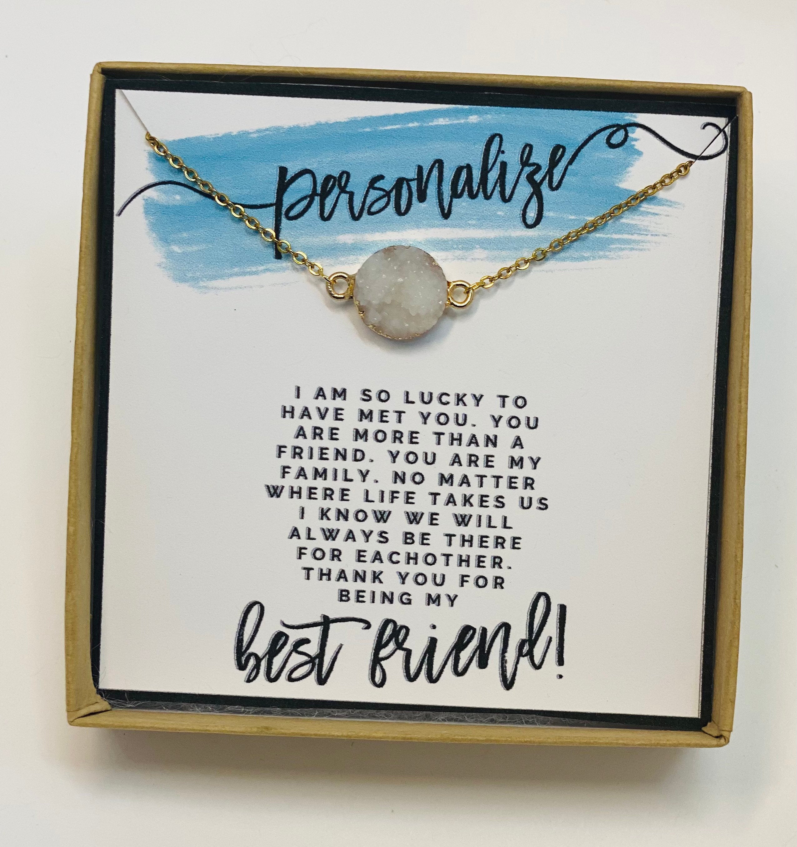 Best friend necklace, druzy necklace, friendship necklace, best friend gift, gift for her, womens necklace, dainty necklace, unique  gift